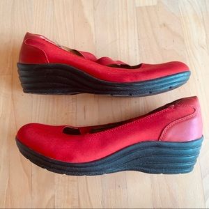 I Love Comfort Red Double Strap Mary Janes with Cushioned Insole
